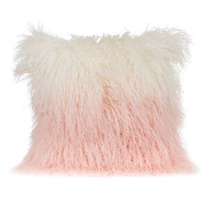 20”x20” ombre gradient pink/ ivory Mongolian fur Pilllow
